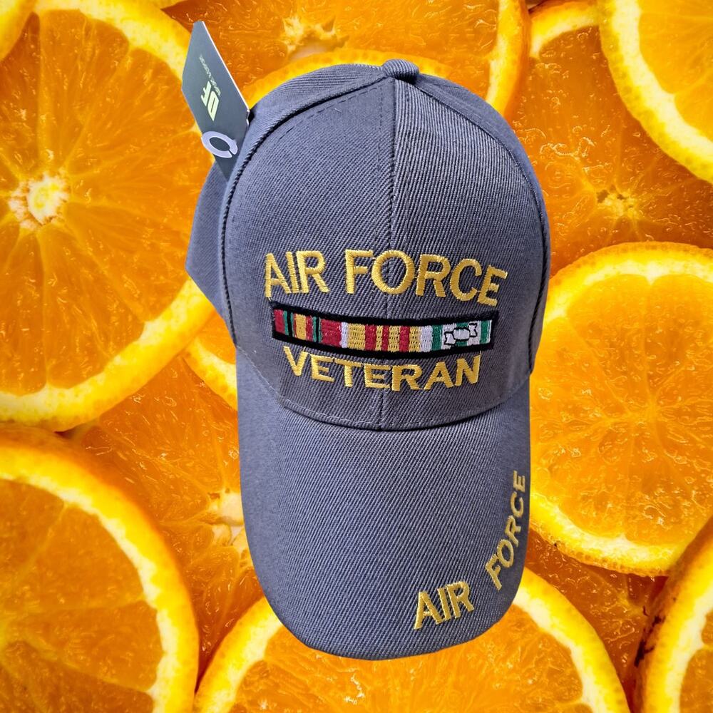 NWT DF Gray Air Force Veteran Hook and Loop Closure‎ Adjustable Baseball Hat Cap